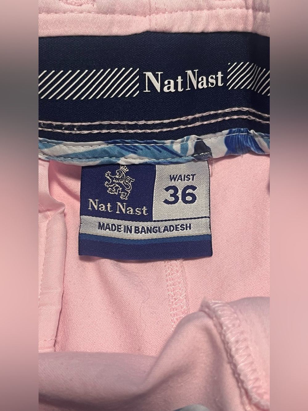 Nat Nast Men”s 10”Pink Chino Flat-Front Cotton Blend Casual Golf Shorts Size 36 - Picture 3 of 10